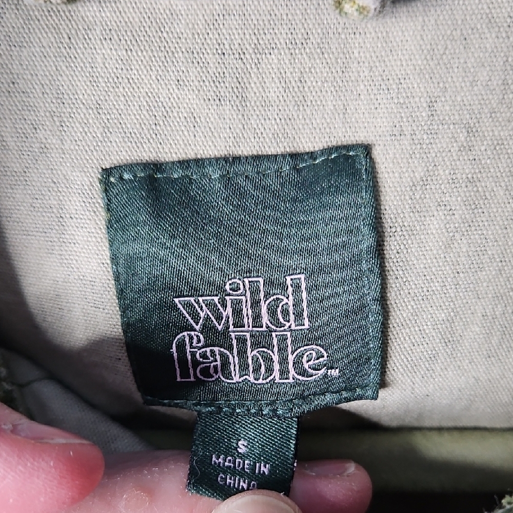 Wild Fable Green Floral Cotton Denim Crop Longsleeve Jacket Small - Picture 4 of 9